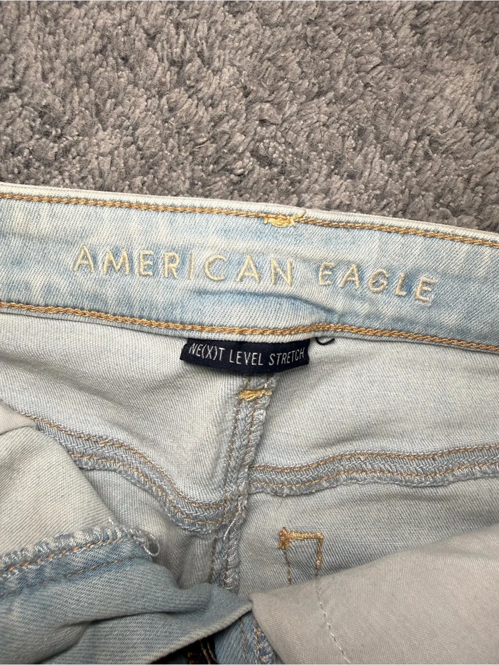 American Eagle Outfitters Women’s Light Blue Frayed Hem Denim Shorts